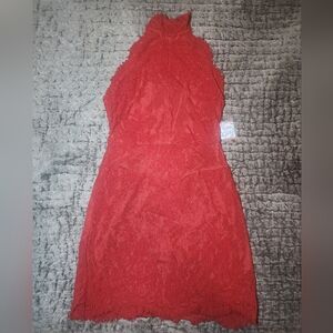 NWT Free People Elegant Red Lace Halter Dress